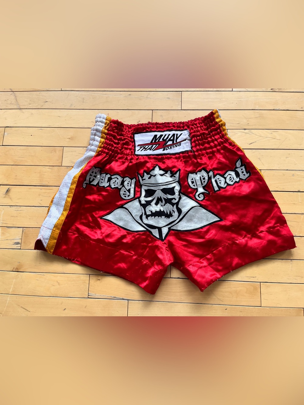 Boxing Red Quilted Waistband Shorts with White Drawcord